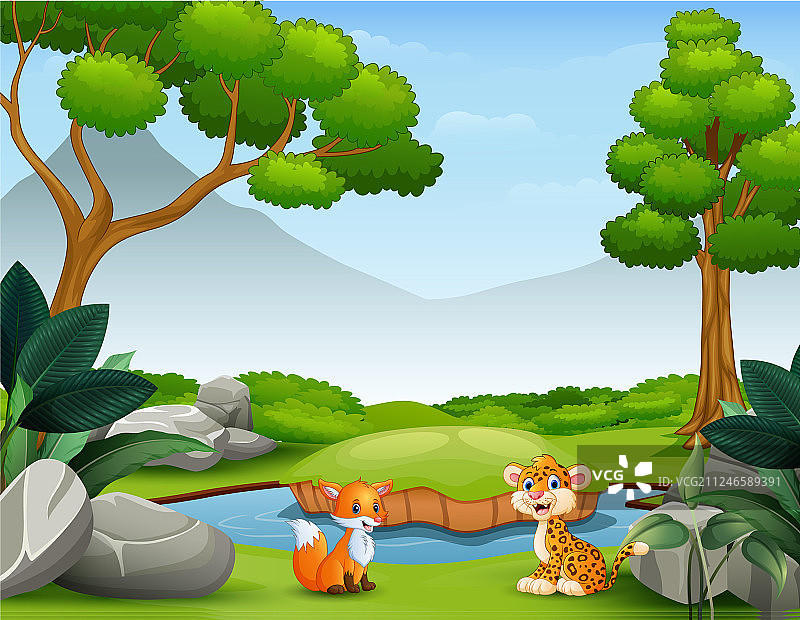 生活在野外的动物卡通图片素材