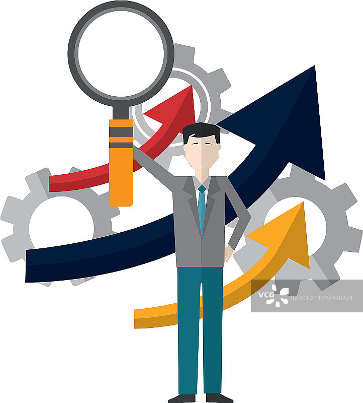带放大镜的商人隔离图标图片素材