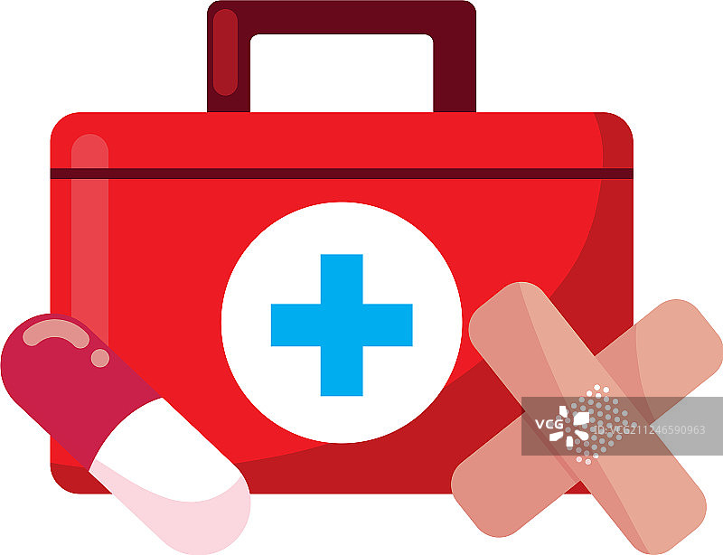 带药品图标的医疗箱图片素材