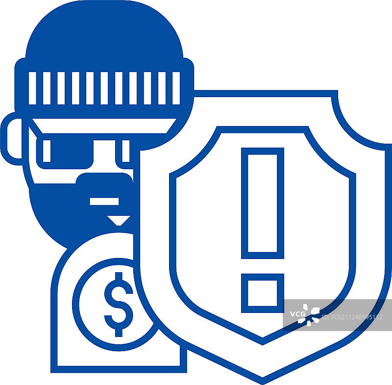 盗窃偷窃保险线性图标概念图片素材