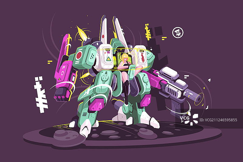 穿着外骨骼的年轻女孩图片素材