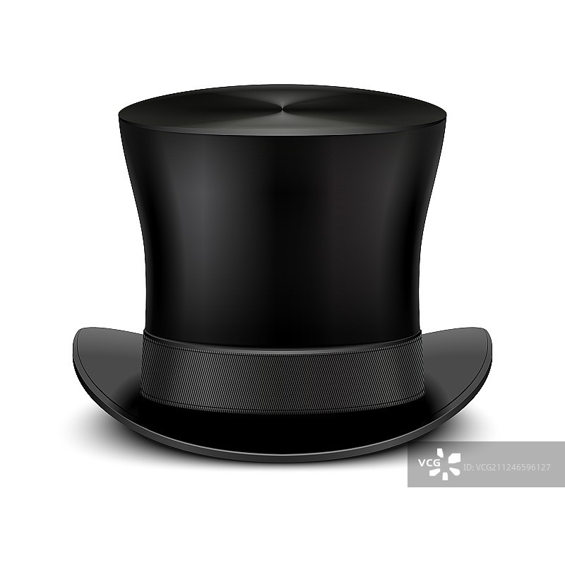 白色背景上复古黑色男士高顶礼帽图片素材