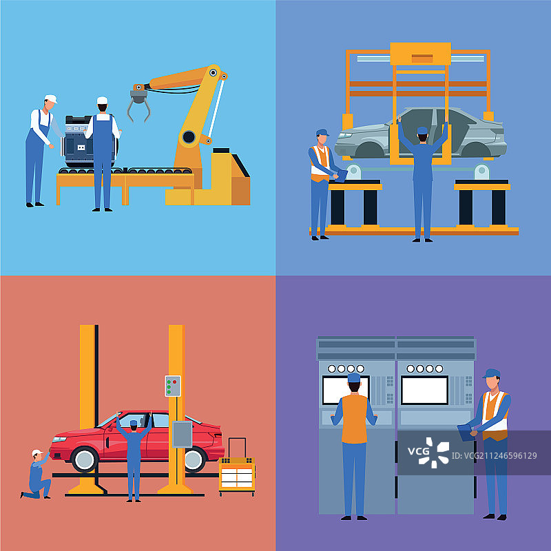 汽车工厂里的工人图片素材