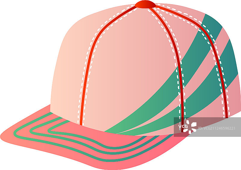 粉色棒球帽，一侧有绿色装饰图片素材