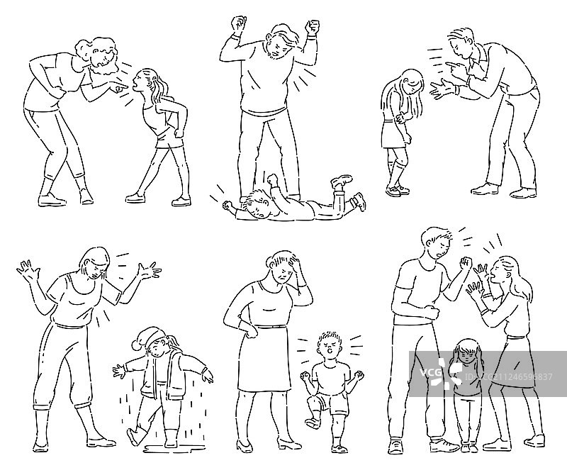 愤怒的父母与孩子争吵图片素材