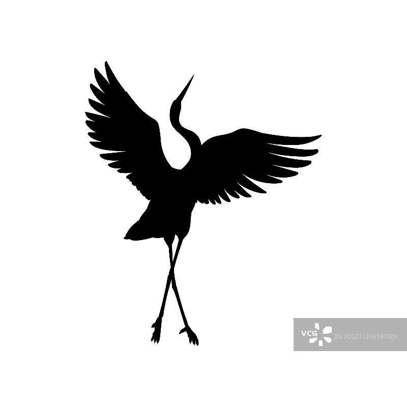 仙鹤墨水剪影符号图片素材