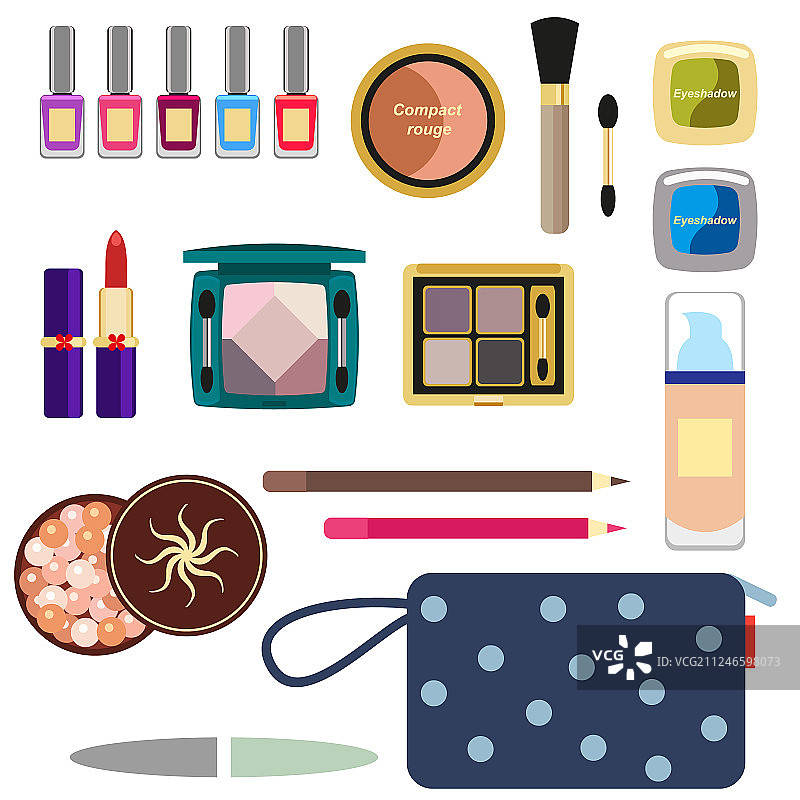 扁平风格的女性化妆品大集合图片素材