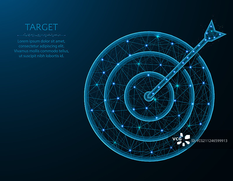 目标低多边形设计：多边形中的箭头和瞄准图片素材