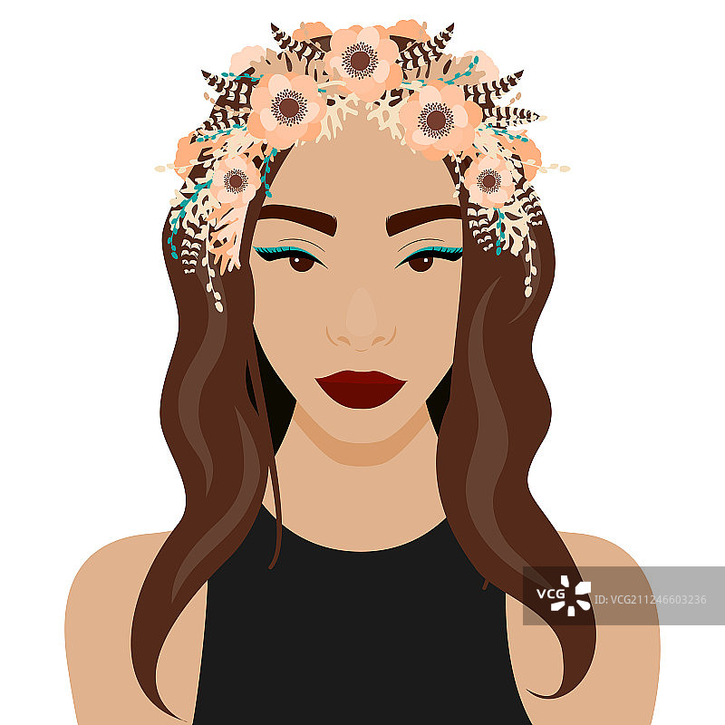 戴着花环的女孩图片素材
