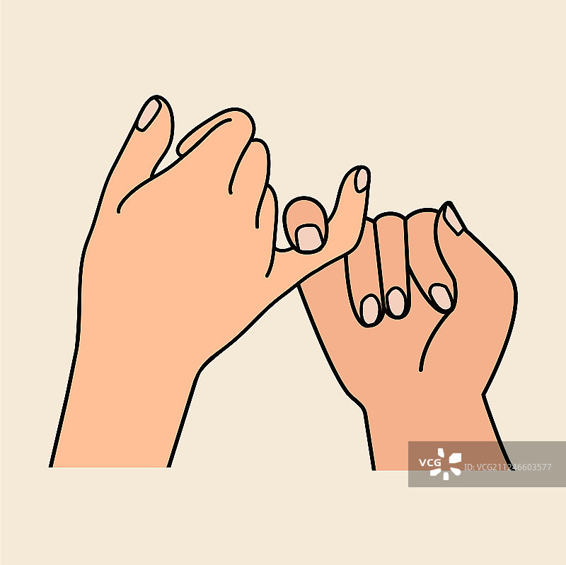 可爱的承诺之手扁平设计图片素材