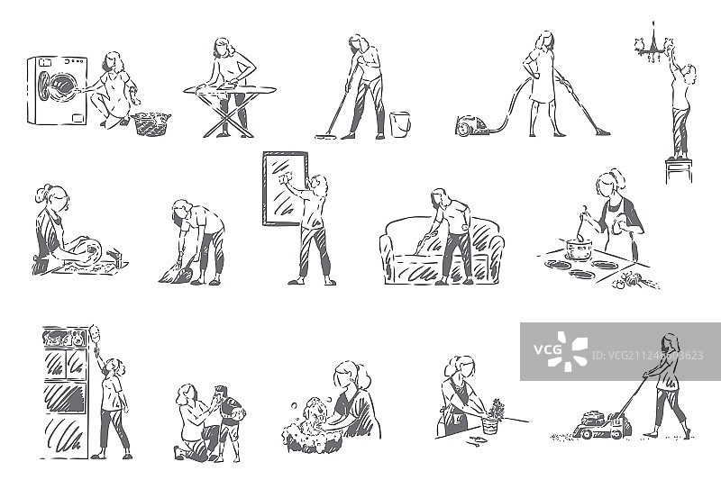 家务概念草图图片素材