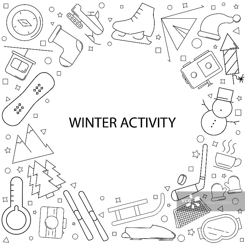 冬季活动线性图标背景图片素材