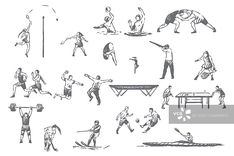 夏季运动活动概念草图图片素材