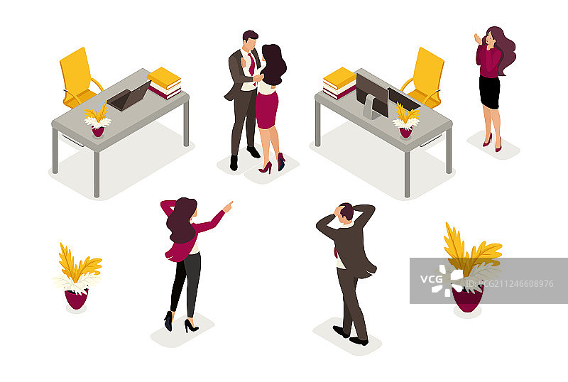 2.5D工作场所恋情商业概念图片素材