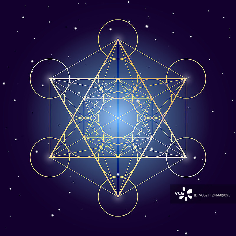 星空背景上的梅塔特隆立方体符号元素图片素材