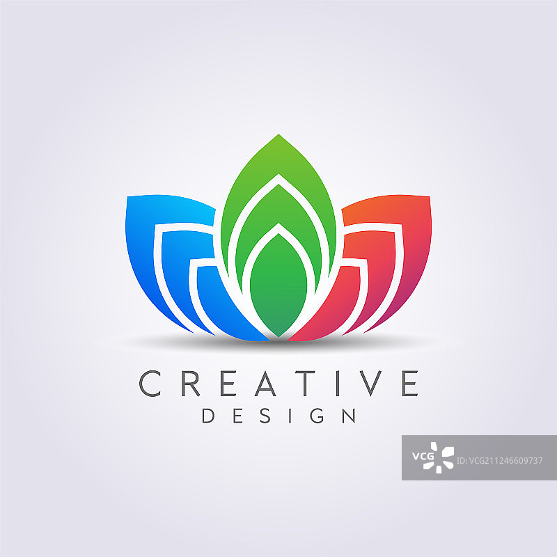 现代抽象花卉叶子莲花标志设计图片素材