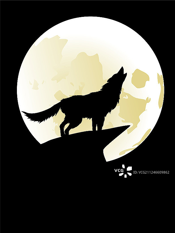 狼在月下嚎叫图片素材