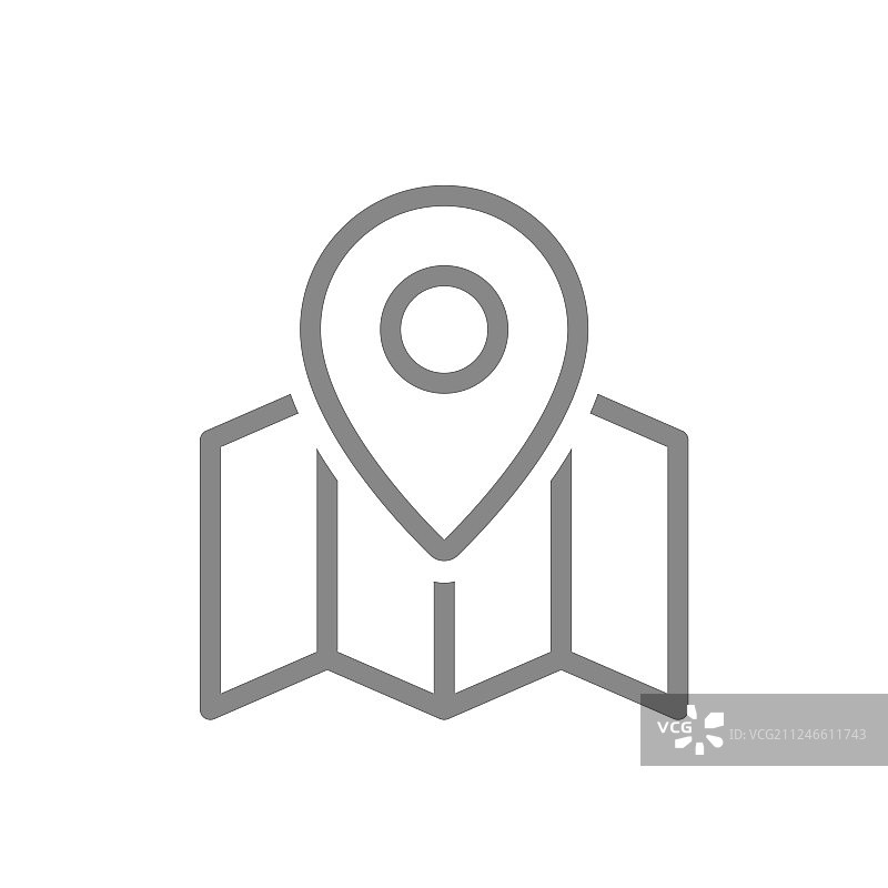 地图上的GPS定位图钉线图标旅行符号和标志图片素材