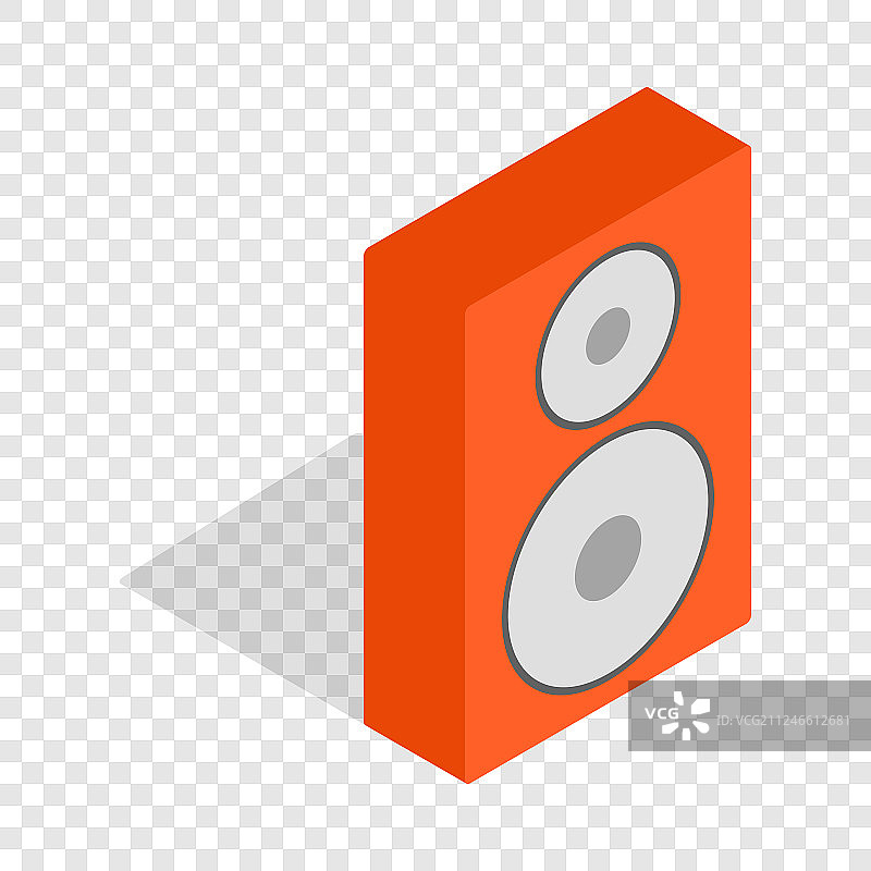 橙色扬声器2.5D图标图片素材