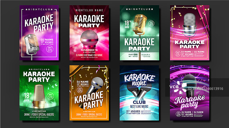 复古音乐卡拉OK海报图片素材