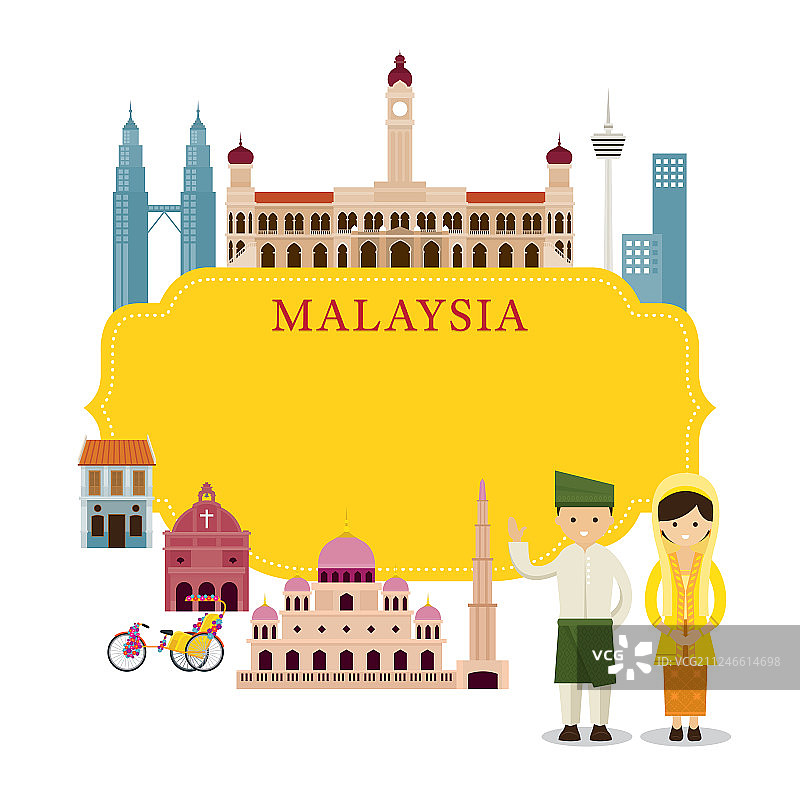 马来西亚地标传统服饰人物图片素材