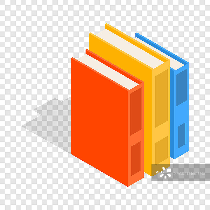 彩色书籍垂直堆叠2.5D图标图片素材