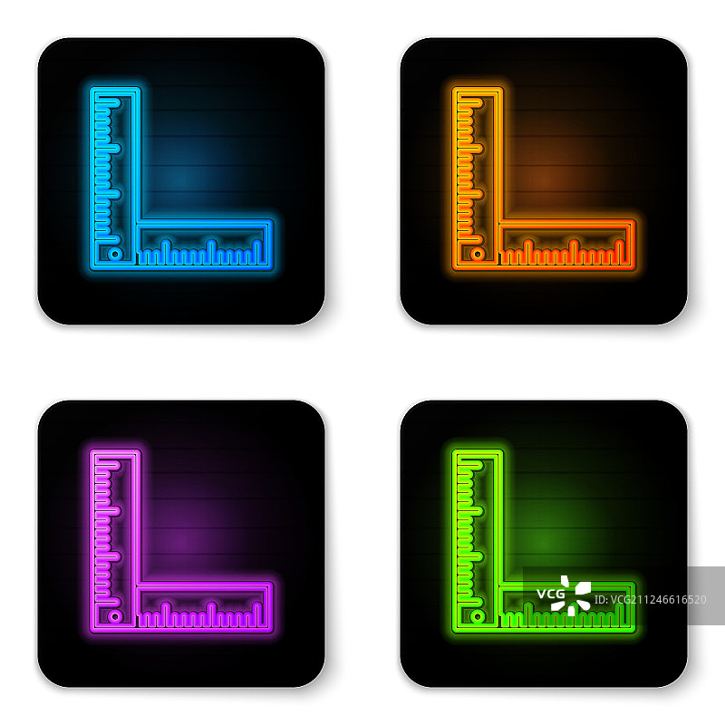 发光的霓虹折叠尺图标图片素材