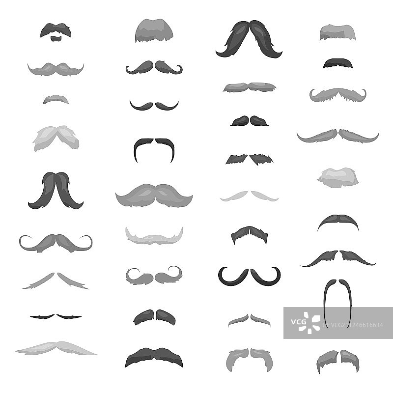 复古卷曲胡须套装图片素材