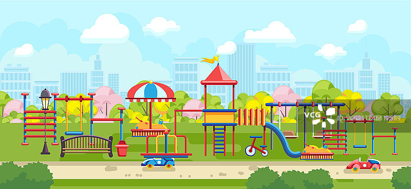 明亮的城市公园儿童乐园图片素材