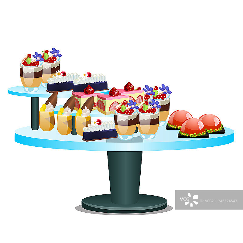 自助餐桌：白色背景上的甜点图片素材