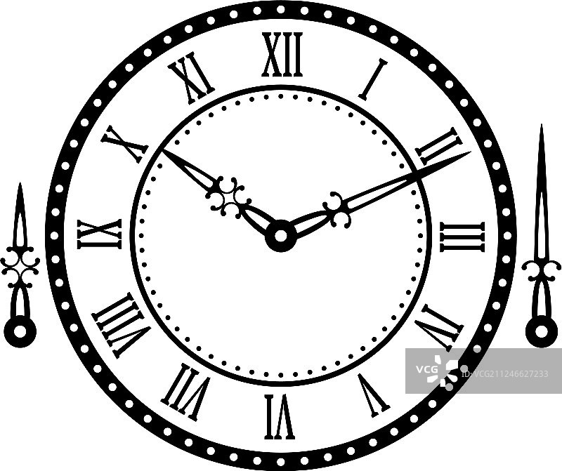 复古手表表盘与指针图片素材