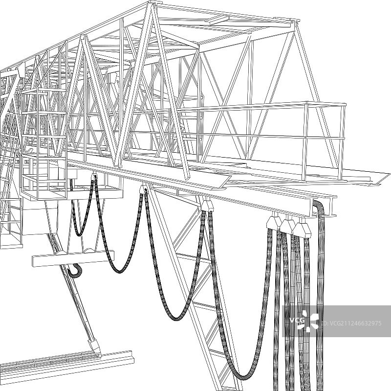 龙门起重机3D线框渲染图片素材