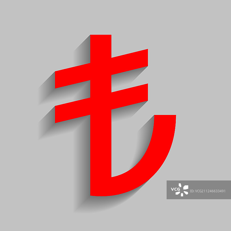 土耳其里拉符号红色图标图片素材