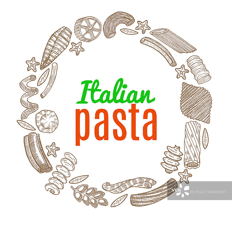 手绘意大利面组合图片素材