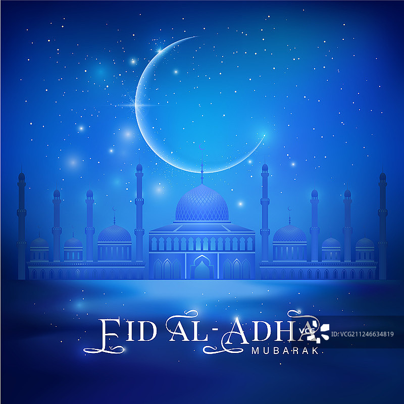 闪耀月亮宰牲节贺卡图片素材