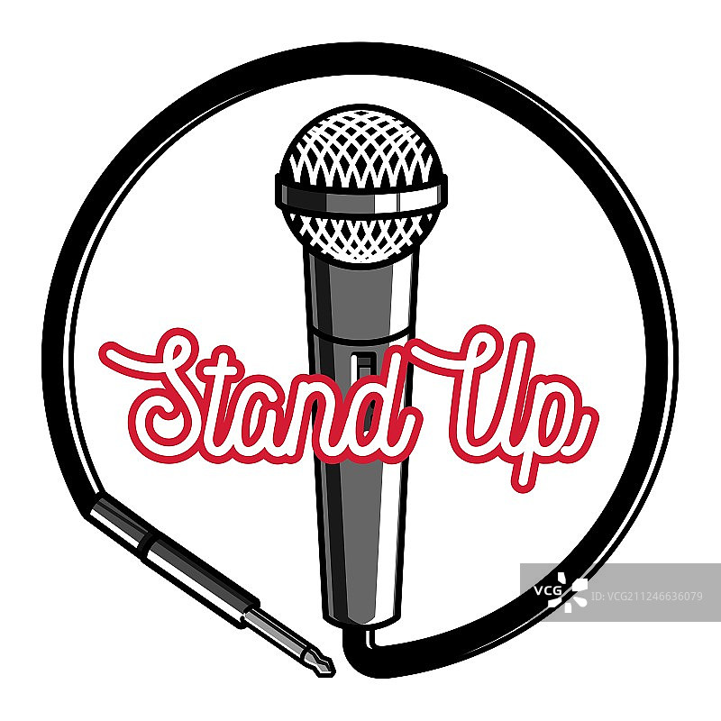 复古单口喜剧表演彩色标志图片素材