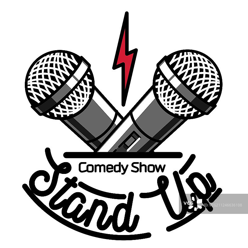 复古单口喜剧表演彩色标志图片素材