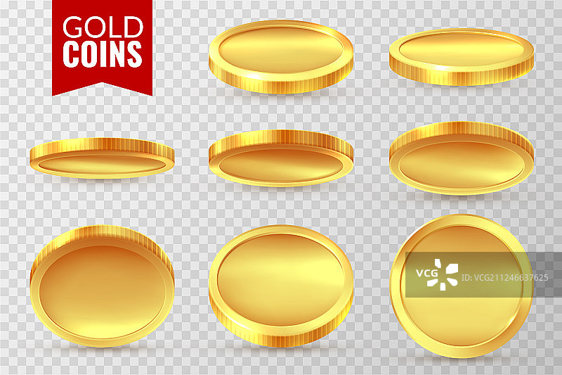 逼真金币现金套装图片素材