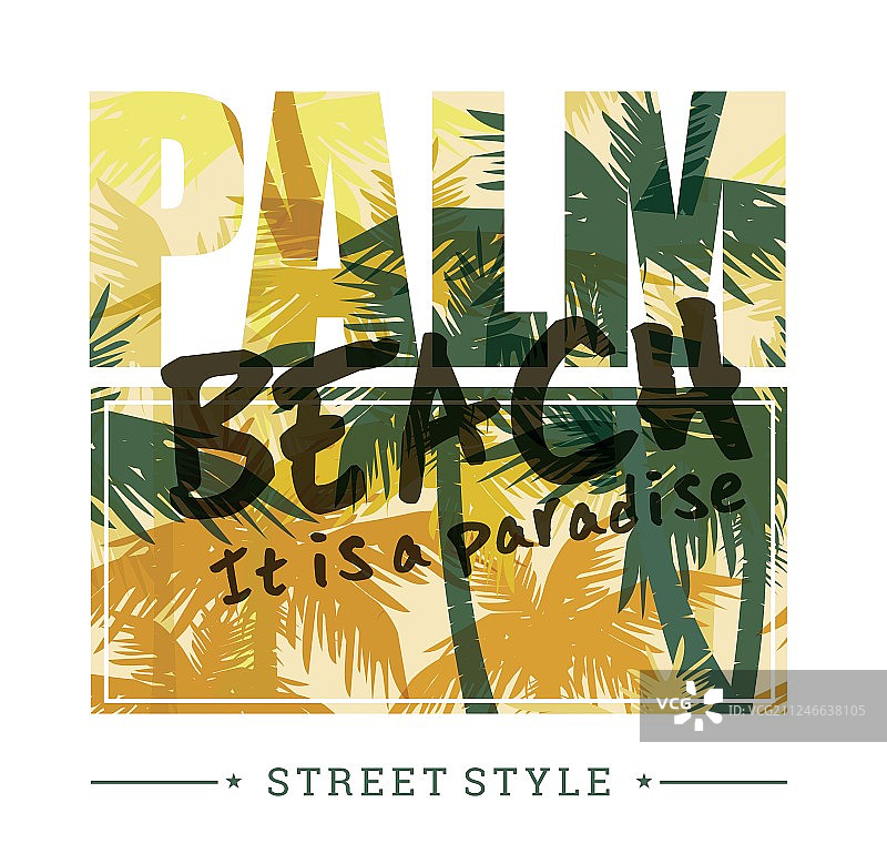 带有标语的夏季热带印花T恤图片素材