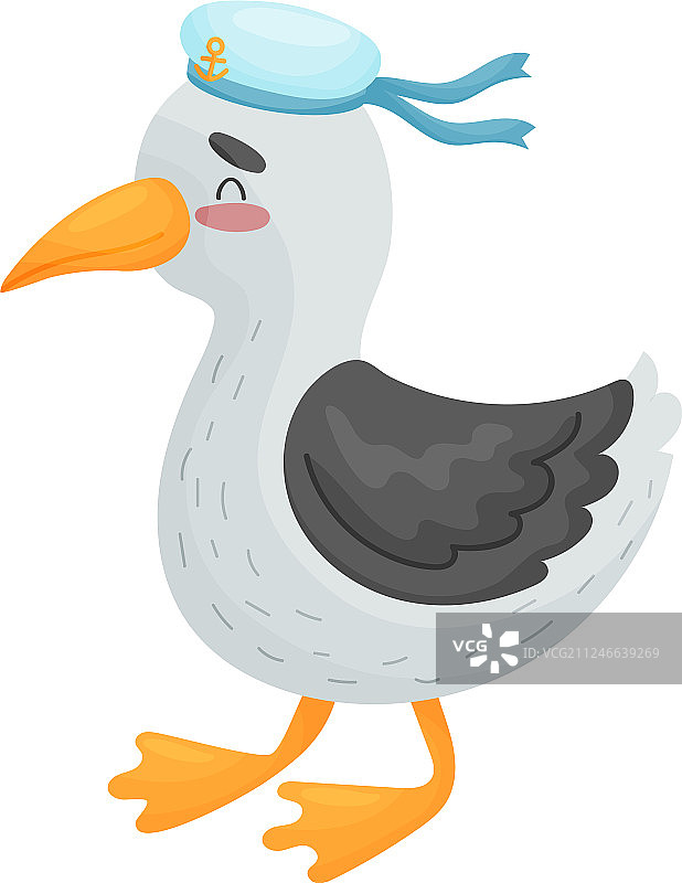 白色背景上的可爱水手海鸥图片素材