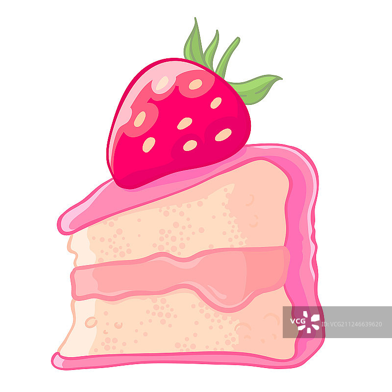 卡通草莓海绵蛋糕切片图标图片素材
