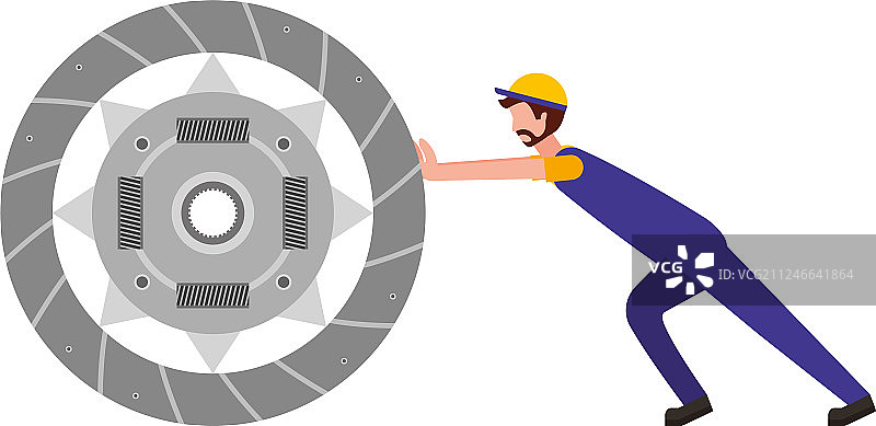 修理工正在推动离合器片汽车零件设计图片素材