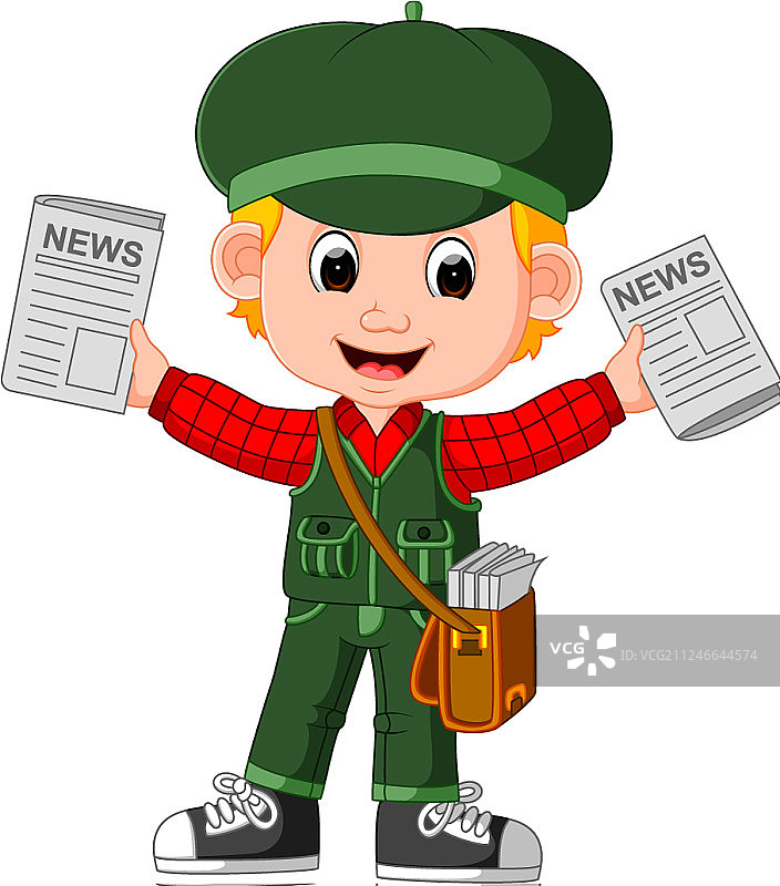 卡通送报男孩图片素材