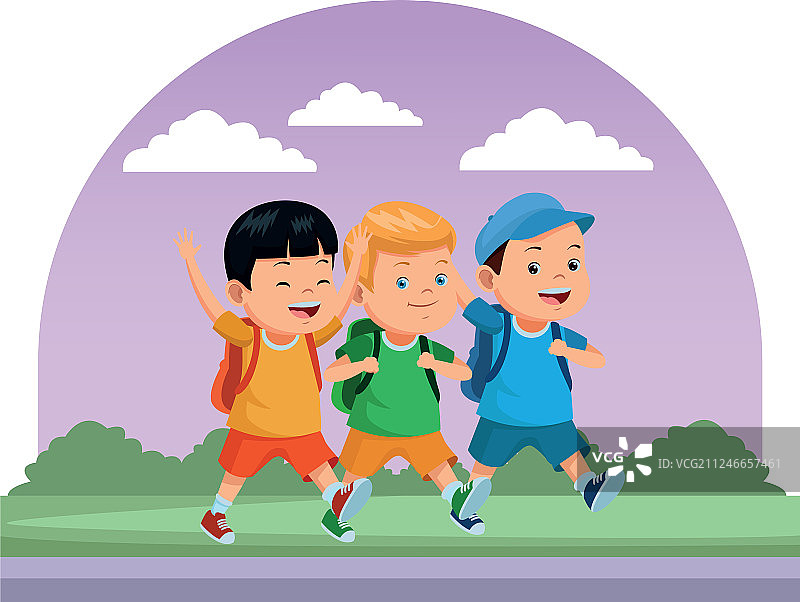 背着书包微笑的学童图片素材