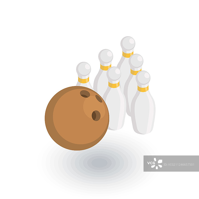 保龄球球瓶和球2.5D扁平图标图片素材