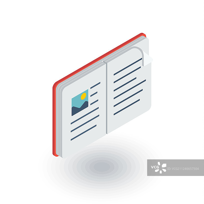 打开的书本等距扁平3D图标图片素材