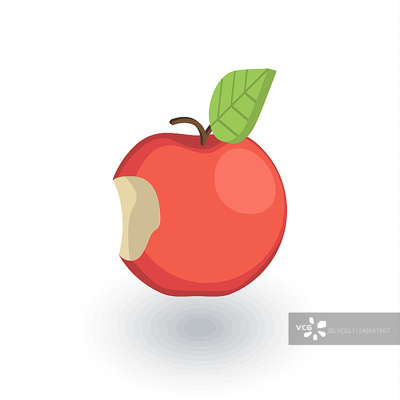 被咬一口的苹果2.5D扁平风格图标图片素材