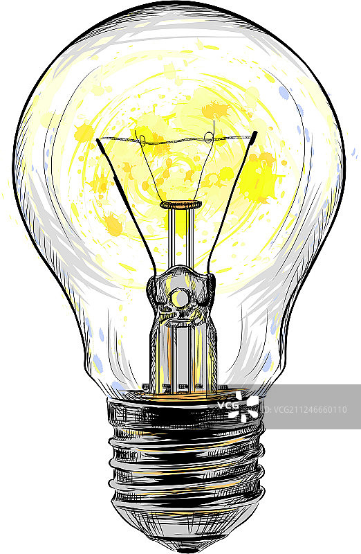白炽灯泡从飞溅中发光图片素材
