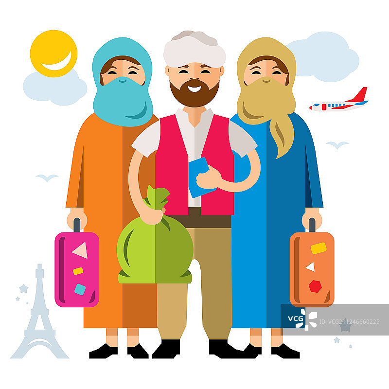 难民移民家庭非法移民图片素材