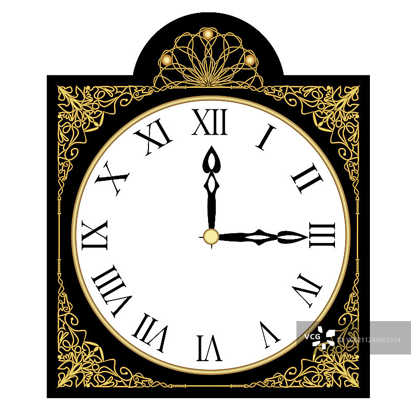 黑色古董装饰时钟表盘图片素材